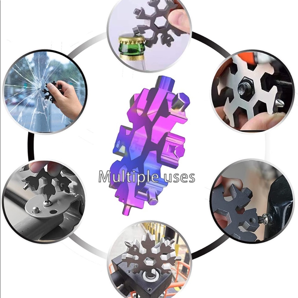 3/$15❤️ BRAND NEW Snowflake Keychain Multi-purpose Tool - Picture 5 of 11